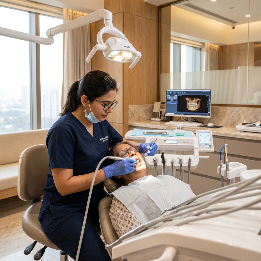 Dr. treating patient at i-Smiles Dental Care